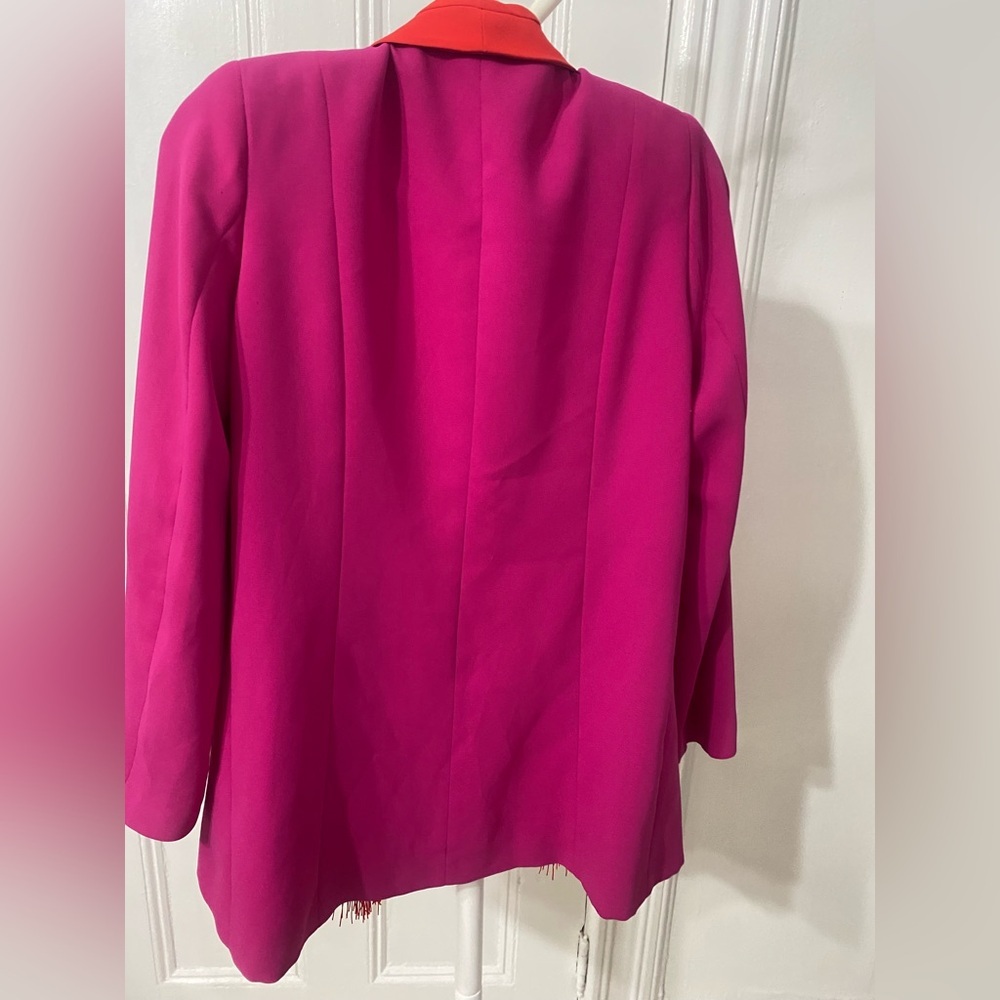 NISSA Vibrant Pink and Red Women's Jacket With Fringes - Picture 10 of 16